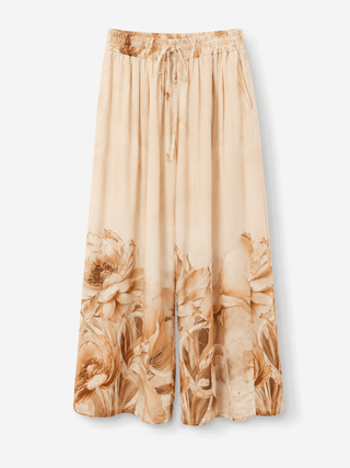 Sommerhose in Beige mit geblümten Design