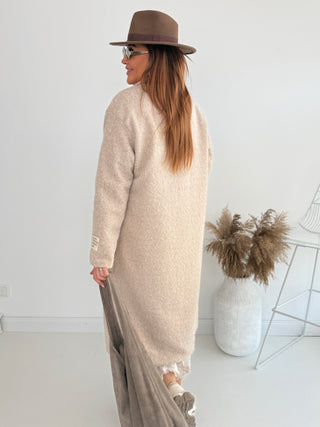 Stylischer Fleecemantel für Damen in Beige mit Reverskragen, Knöpfen, Taschen & weicher Haptik - Levelone GmbH & Co. KG
