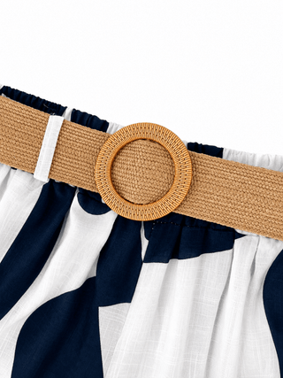 Sommerhose in Blau-Weiss mit Muster in Marlene Schnitt