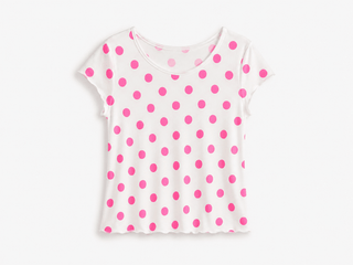 T-Shirt in Weiss-Pink mit Punkte