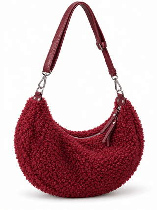 Teddytasche in Bordeaux, Dunkelbraun, Creme, Schwarz, Olivgrün mit Leder-Tragegriff und Hauptfach - Levelone GmbH & Co. KG