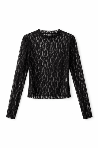 Spitzenshirt in Schwarz