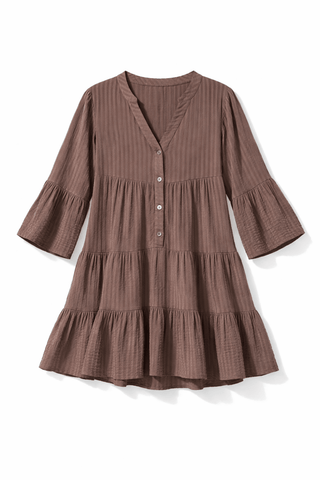 Musselin Tunika- dunklebraun-damen-einheitsgröße-levelone