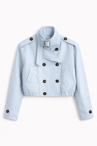 Hellblaue Jacke, mit knöpfen auf der Brust