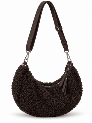 Teddytasche in Bordeaux, Dunkelbraun, Creme, Schwarz, Olivgrün mit Leder-Tragegriff und Hauptfach - Levelone GmbH & Co. KG