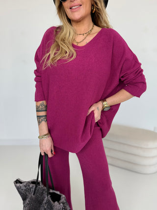 zweiteiler-burgund-strickhose-strickpullover-damen-levelone
