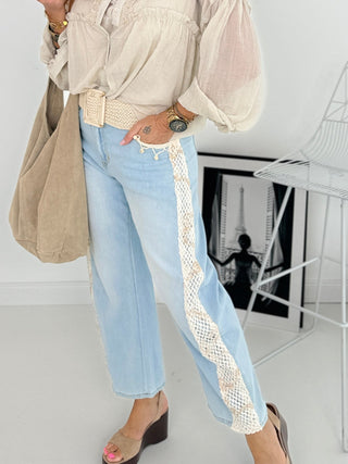 blaue Jeanshose mit Netzbesatz - Levelone GmbH & Co. KG
