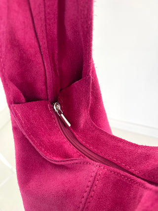 Wildleder Shopper Tasche-pink-beige-blau-damen-levelone