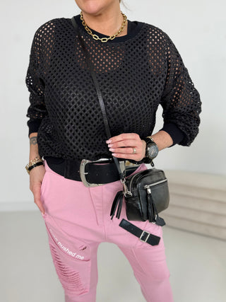 Häkel Pullover in Schwarz