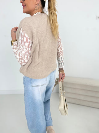 Alpaka Strickweste in Beige