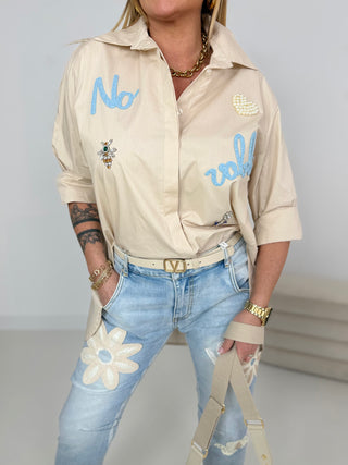 Hemd in Beige mit schicken Details