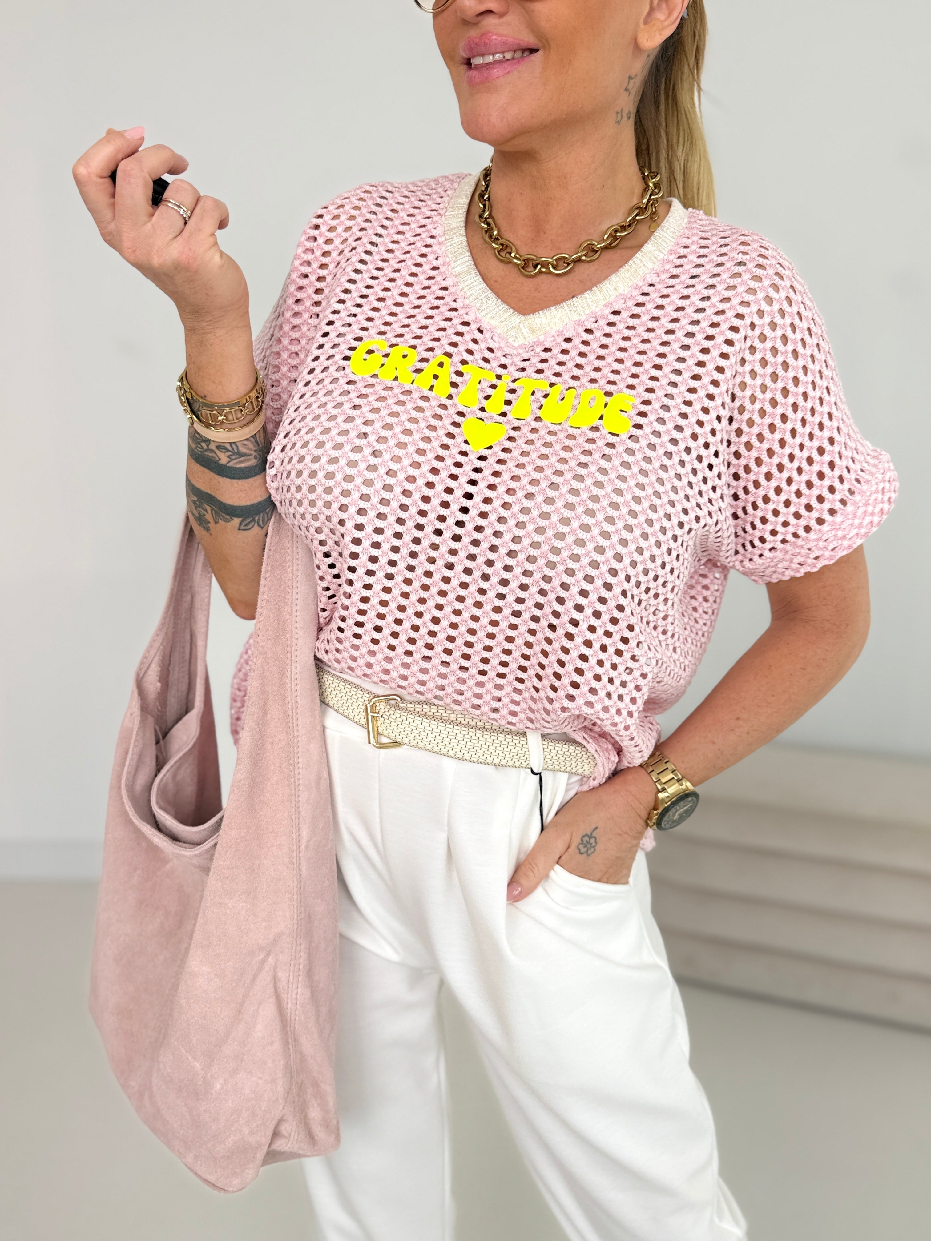 Häkel T-Shirt in Rosa