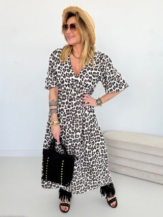Musselin Kleid in Leo-Weiss-Schwarz