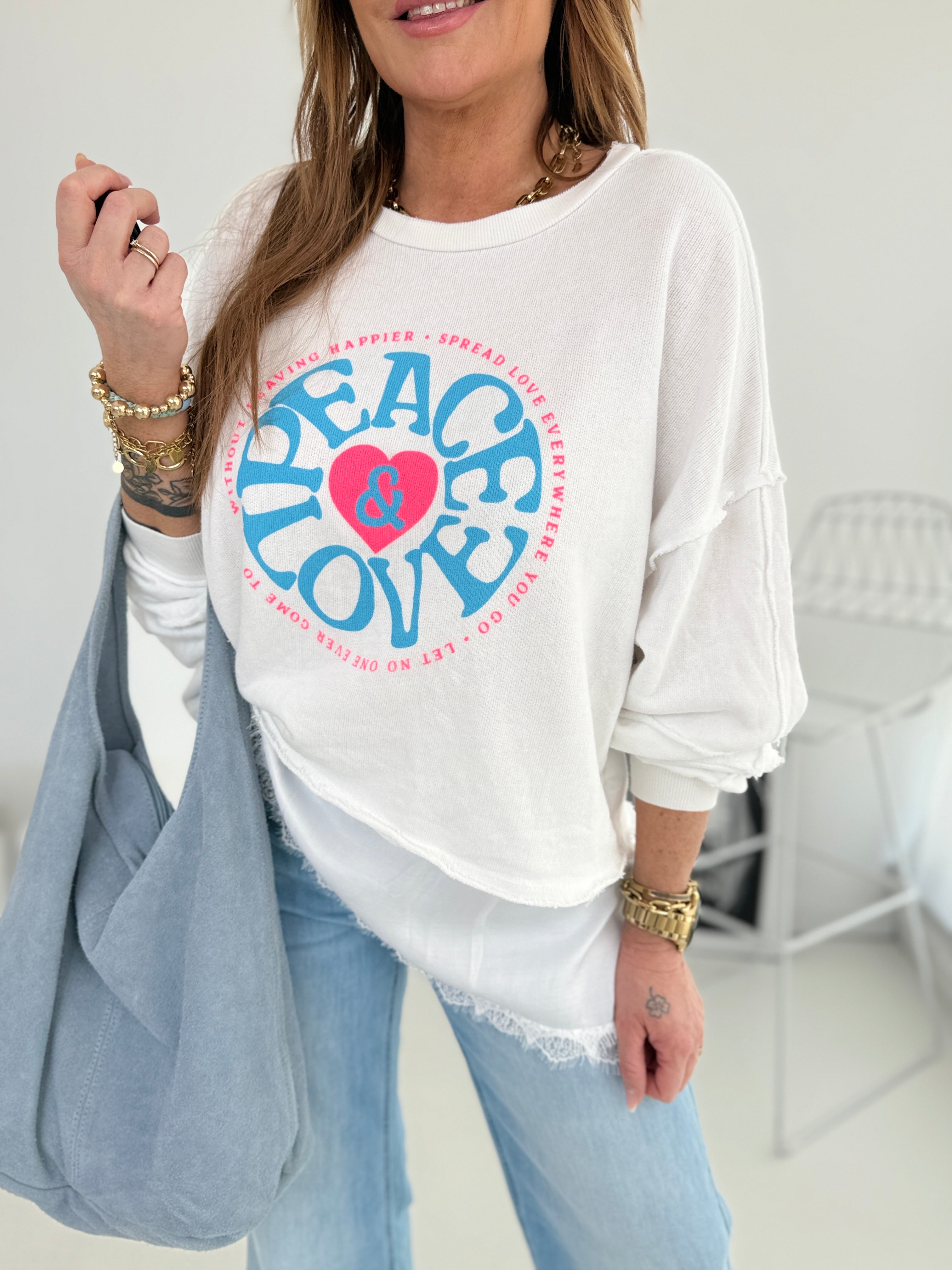 Sweater in Weiss mit Print vorne