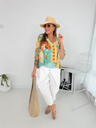 Feinstrick T-Shirt mehrfarbig | Damen OS 36-42 | Levelone