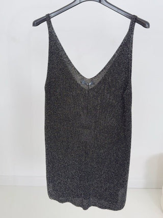 Stricktop in Schwarz/Silber mit glänzendem Garn