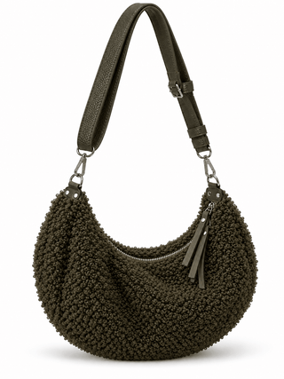 Teddytasche in Bordeaux, Dunkelbraun, Creme, Schwarz, Olivgrün mit Leder-Tragegriff und Hauptfach - Levelone GmbH & Co. KG