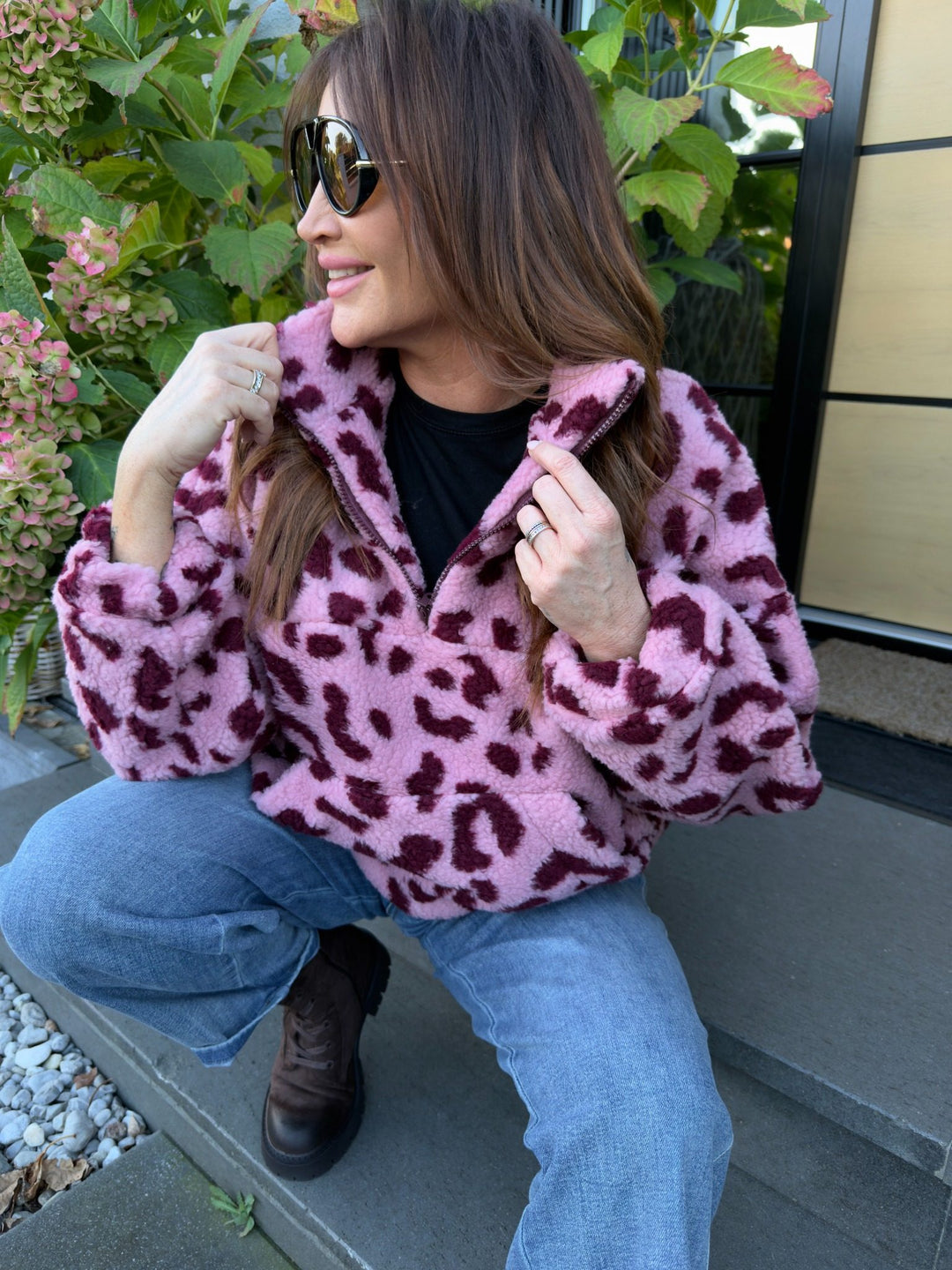 Leo Teddy Sweater in Rosa-Bordeaux für Damen in Einheitsgröße 36-42 - Levelone GmbH & Co. KG